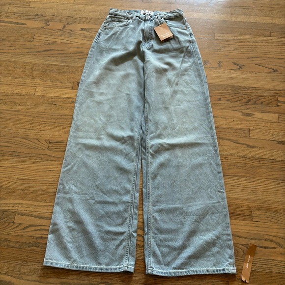 Reformation Denim - Reformation Cary Lived-In High Rise Wide Leg Jeans Light Blue 26 NWT